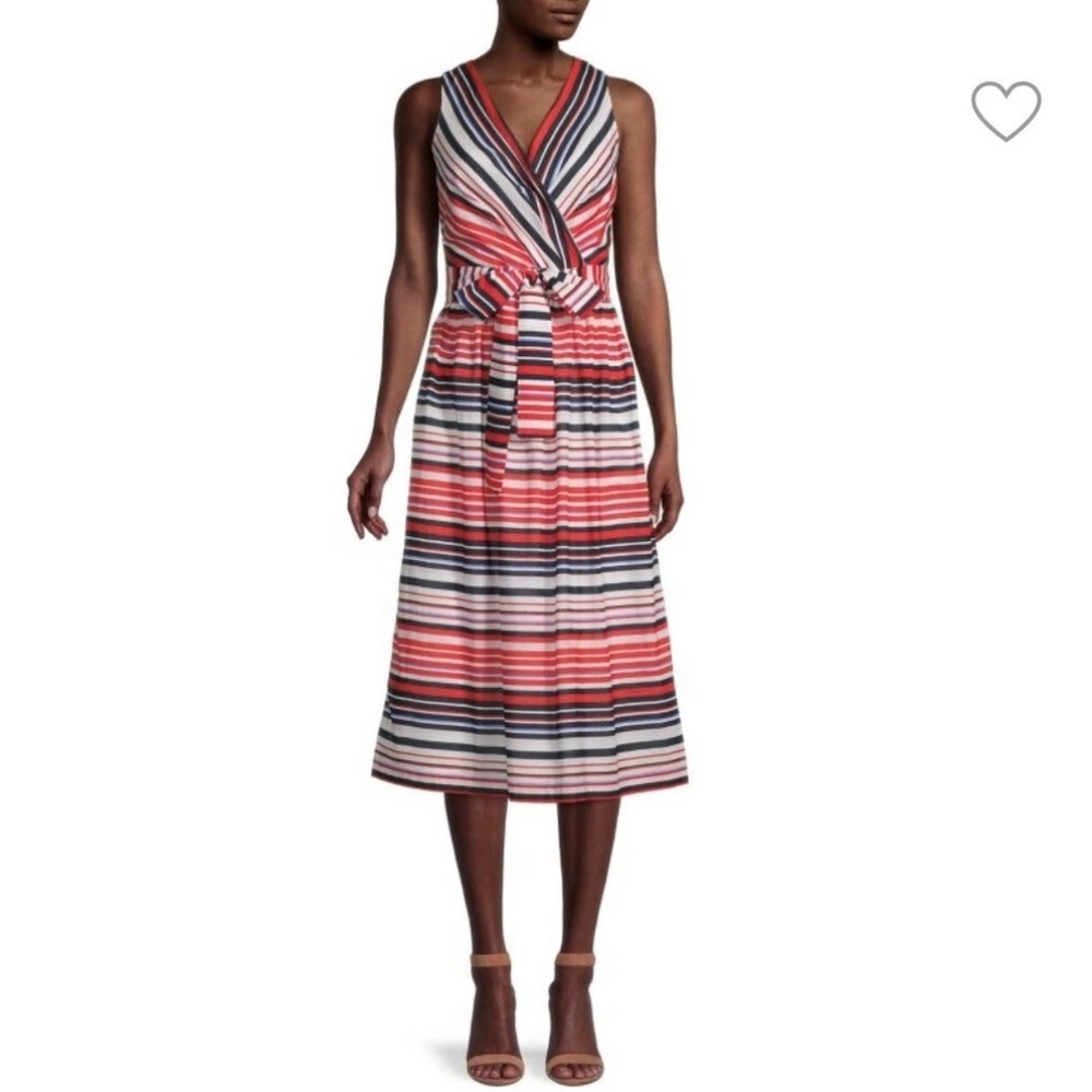 Tommy Hilfiger V-Neck Striped Midi Dress - Red, White & Blue 🇺🇸